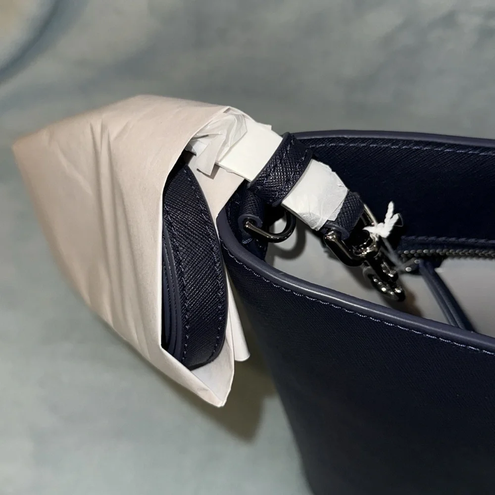 Tory Burch Elegant Tory Navy Small Tote